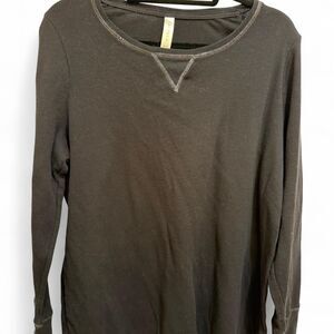 Lane Bryant Cacique Women's Black White Trim Long Sleeve Thermal Cozy Shirt